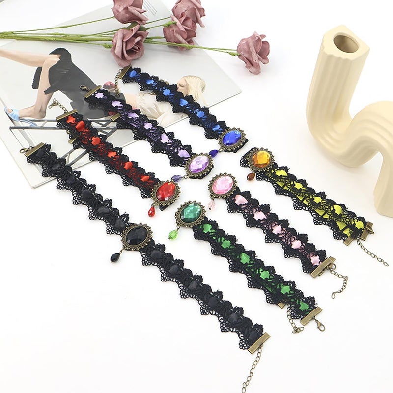 IS4U Gothic Lace Choker Necklace with Vintage Crystal Gems - Vampire Bat Design, Perfect for Halloween, Parties & Costumes - Image 5